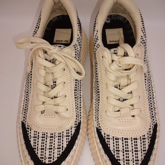 Womens Dolce Vita Denae Platform Sneakers 8.5 M White & Black Tennis Shoes - Picture 4 of 10